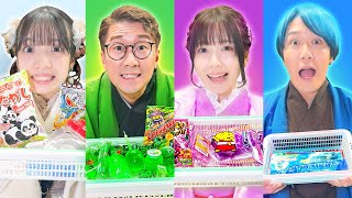 【対決】メンバーカラーのお菓子いくつ買える？駄菓子屋で買い放題チャレンジやってみた！！！！