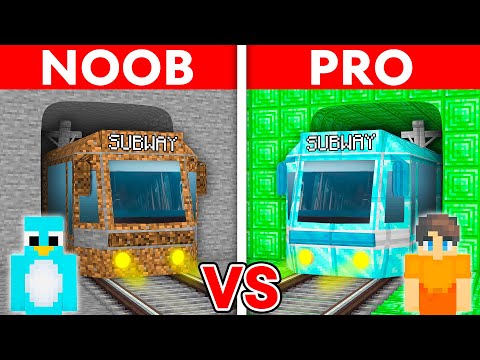 NOOB vs PRO: SUBWAY STATION House Build Challenge in Minecraft