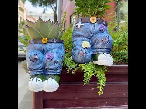 Creative Denim Pants Resin Flower Pot, Flower Planting Pots #decoration