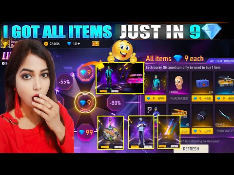 LUCKY WHEEL EVENT FREE FIRE - ALL REWARDS IN 9 DIAMOND💎🥳| FREE FIRE NEW EVENT | FF NEW EVENT TODAY