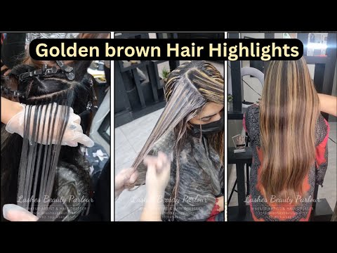 Golden Highlights on black hair || Dark Hairs Transformation Into Honey Color by lashes  parlour