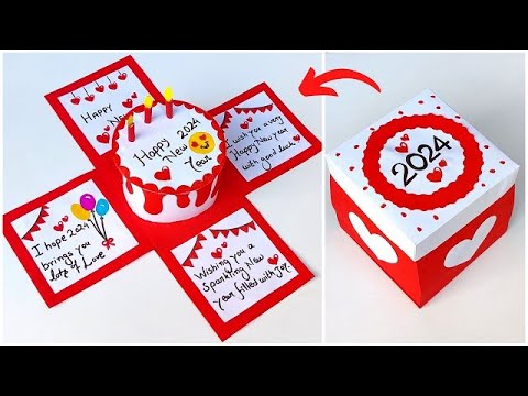 DIY New year Special greeting card 2024 / Happy New year card making / New Year gift Box idea