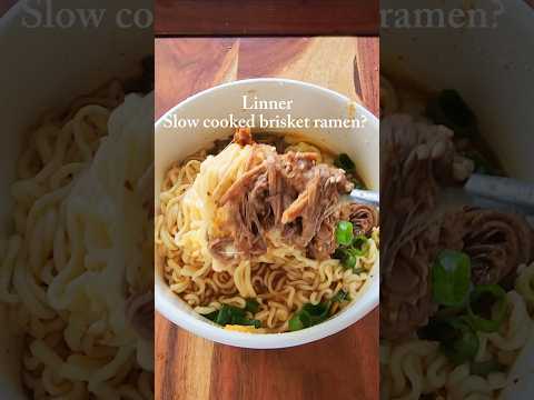 Slow cooked brisket & ramen?? #ramen #foodasmrvideos #brisket #meat #spicy #noodles #brisketnoodles