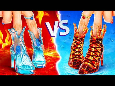 FIRE Girl vs WATER Girl! We Adopted Four Elements! Tiny House Makeover for Diamond Girls!