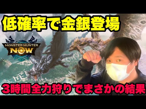 【モンハンNow】ついに金銀リオ夫婦登場！低確率3時間全力狩りした結果がエグかった件！【ラヴリエ】