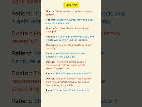 English conversation on the topic of visiting the doctor for back pain #shorts