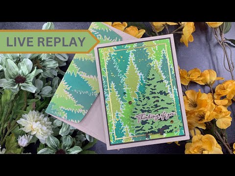 🟣LIVE REPLAY! Elegant Pines Card and Envelope | Honey Bee Stamps