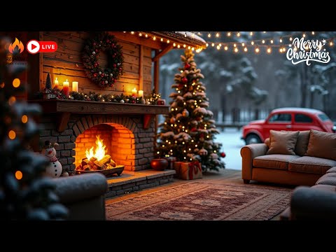 Christmas Fireplace • Live 24/7 🔥 Fire Sounds & Instrumental Christmas Music for Relaxation