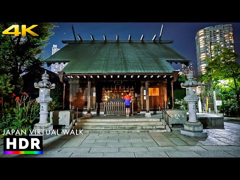 Japan - Tokyo bay waterfront night walk in Tsukuda • 4K HDR