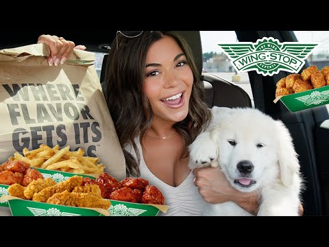 WING STOP Mukbang with my new PUPPY!!