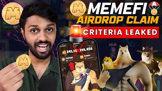 😱 MEMEFI Airdrop Claim - Criteria Leaked ⚠️ | Listing Date? | How to Claim $MEMEFI Token 🪂