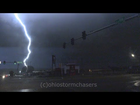 10-15-2021 Oklahoma City, OK Lightning Explodes Power Pole Close Range-70mph Winds-Hail