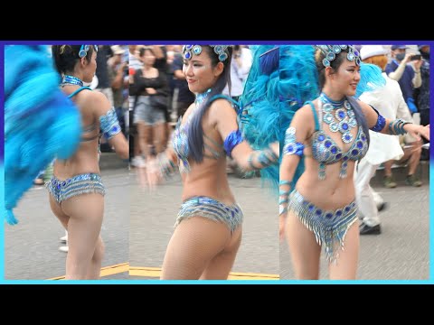 4K ウニアン 美人 女子大生 サンバカーニバル 青の妖精 たたら祭り 2024 Samba Japanese 삼바 桑巴舞