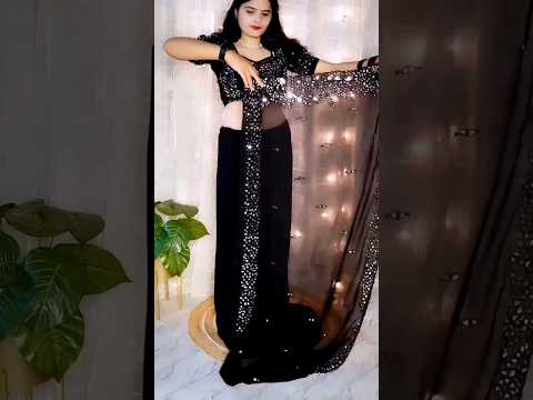 How to wear heavy mirror work saree perfectly | party wear saree draping idea to look slim and tall