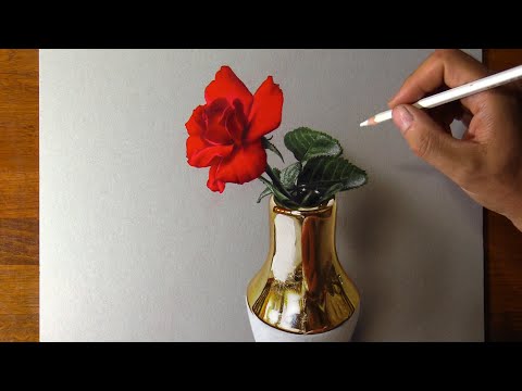 How to draw a red rose - Time Lapse (Long Version)