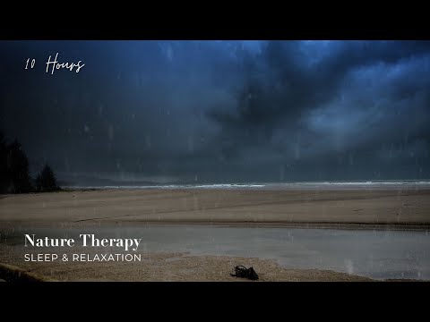 Tropical Rain & Distant Waves & Thunder | Stormy Weather in Thailand | Relaxing Sounds for Sleep