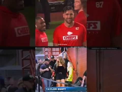 Travis Kelce looking at Taylor swift at Chiefs VS Buccaneers game