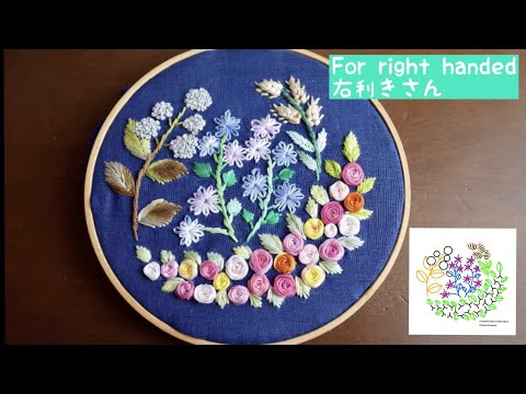 [Embroidery] Autumn garden party | Free design | Right-handed