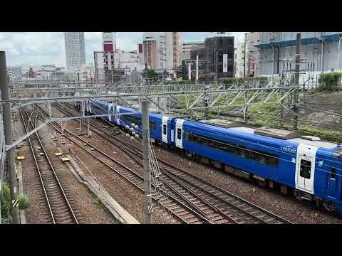 ブルーミュースカイとしらさぎの並走（金山駅にて）