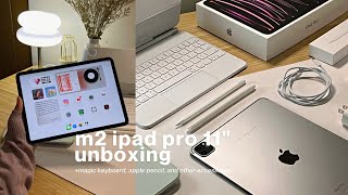 m2 ipad pro 11" unboxing [512GB space grey] 💌 magic keyboard, apple pencil 2, minimalist homescreen