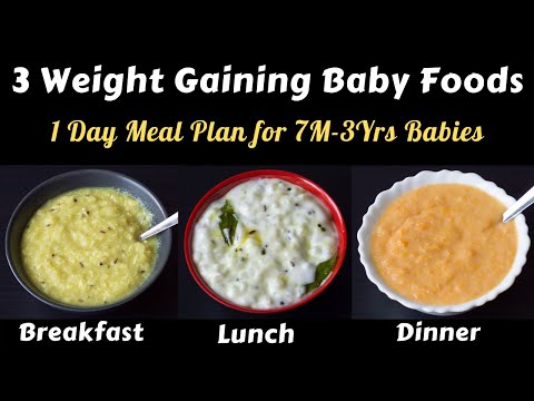 3 Weight Gain Baby Foods | 1Day Meal Plan for 7M-3Yrs | Baby Foods w/ Sooji, Sabudana, Paneer & Poha