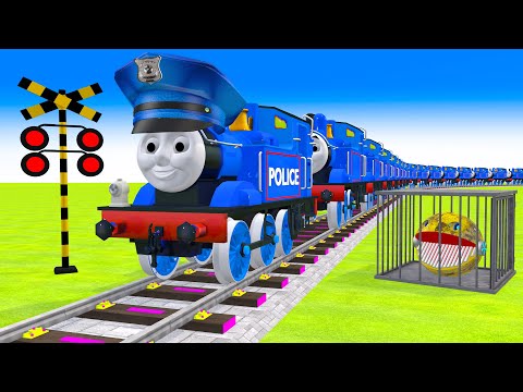 【踏切アニメ】あぶない電車  TRAIN Thomas Vs MS PACMAN 🚍 Fumikiri 3D Railroad Crossing Animation #1