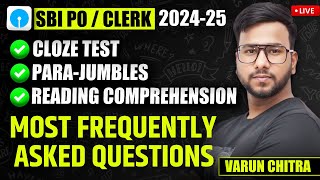 SBI PO/CLERK ENGLISH 2024| Master Cloze Test, Parajumbles & Reading Comprehension | Varun Chitra Sir