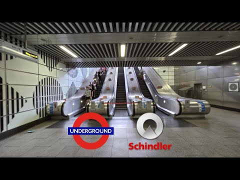 Schindler 9700 ROCKET HIGH SPEED escalators at the Tottenham Court Rd Tube Station in London ENG