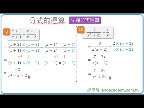 分式的運算 快速重點整理 | 數與式 | 高一上(10年級) | 高中數學 | 錚學院