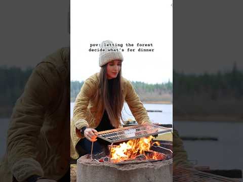 Dinner in my solo camp by the lake #campcook #campfirecooking #outdoorcooking #firecooking