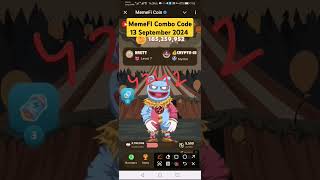 Memefi daily combo code | 13 September 2024 #Memefi #memeficode #Memeficombocode