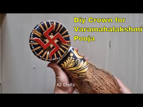 Varamahalakshmi kirita decoration with Cloth || DIY with subtitles crown decoration👑👑