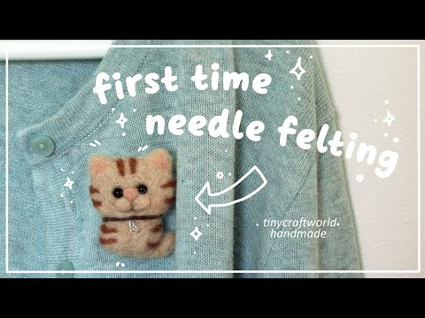 Needle felting 🐱 Cat pin brooch (How to 🪡 - handmade crafts)