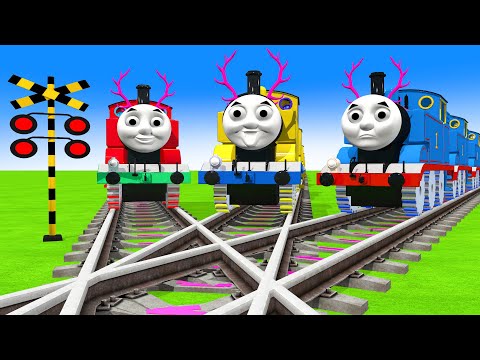 【踏切アニメ】あぶない電車 3 FACE THOMAS 🚦 Fumikiri 3D Railroad Crossing Animation #1