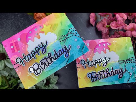 More Rainbow Birthday Cards w 3 Inks | Pretty Pink Posh