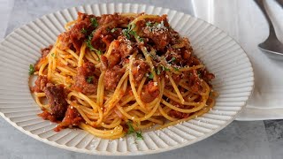 【ごろごろお肉がうまい♡ミートスパゲティ】「豚挽肉でも美味しく出来る!」「まるめし」 | Japanese style Meat Sauce