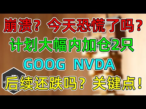 美股 崩溃？今天恐慌了吗？计划大幅内加仓2只，GOOG、NVDA！后面还跌吗！几个关键位置，一次讲清楚！