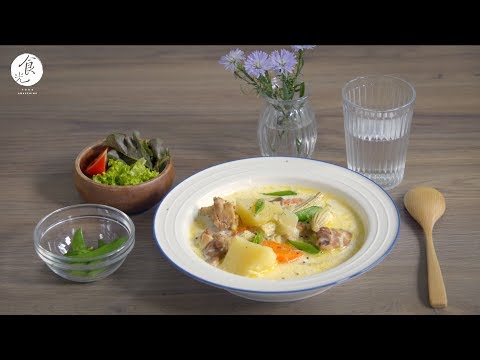 【小雪】蔬菜牛奶燉雞腿｜Milk Stewed Chicken Legs with Vegetables｜牛奶鍋｜C2食光｜4K【Cooking ASMR】