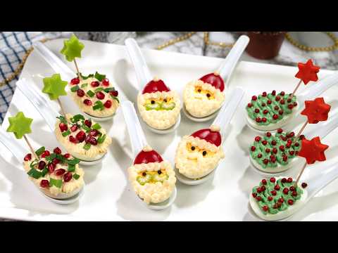 6 Festive Christmas Spoon Appetizer recipes - Creative Holiday Party Ideas