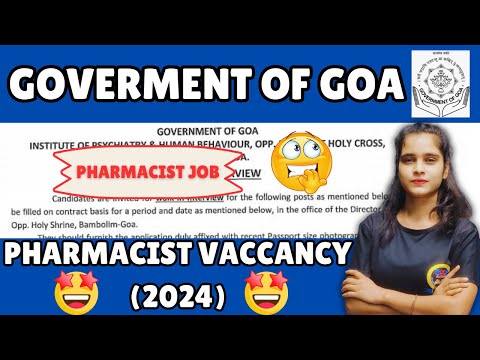 Government  of Goa pharmacist vacancy || Walk in interview || Pharmacist Jobs 2024