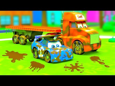 City of Little Cars - Big Truck in the Mud, Cars on Dirt and Magic Car Wash