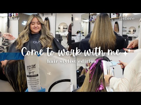 Come To Work With Me! | hairstylist vlog, blonde balayage transformation