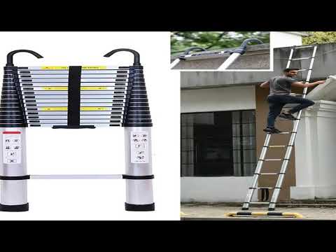 Telescopic Ladder 6.2m with Detachable Hooks & Extendable Steps, Folding Tall Lo