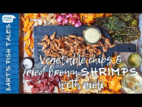 Vegetable Chips & Fried Brown Shrimps with Aioli | Bart van Olphen