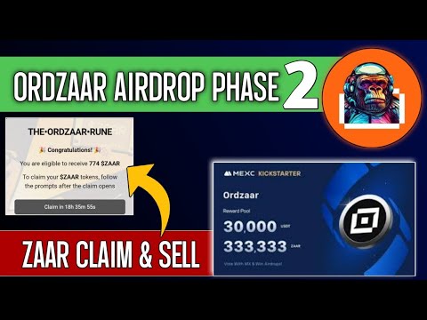 ORDZAAR Airdrop $ZAAR Claim Sell | Ordzaar Airdrop New User | Zaar Xp Earning Trick | Zaar Sell Mexc