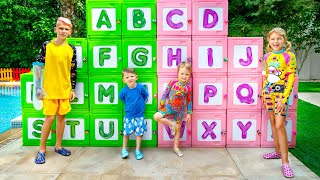 Five Kids ABC English Alphabet with Summer Inflatable Floats