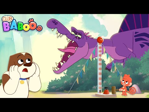 Strongman game with Baboo and a SPINOSAURUS | Dinosaurs for Kids | T-Rex, Mosasaurus