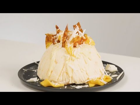 White chocolate and mango ice-cream pudding - the perfect summer Christmas treat!