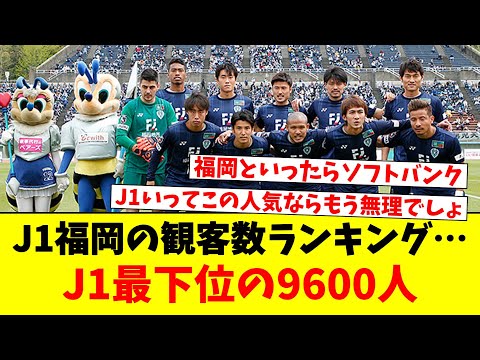 J1福岡の観客数ランキング…J1最下位の9600人