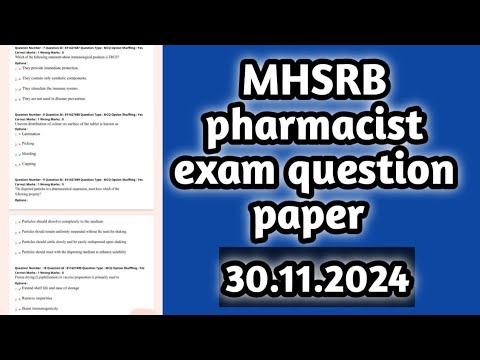 answer key of mhsrb pharmacist exam 2024#mhsrb pharmacist exam question paper 2024#pharmamcq